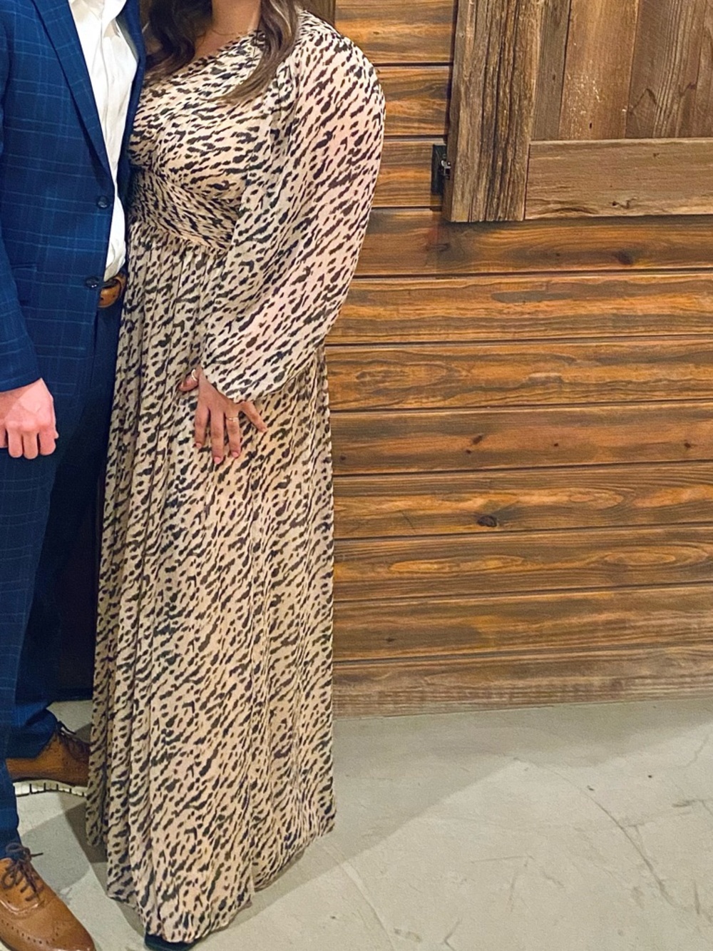 Gianni Bini One-Shoulder Beige and Black Animal-Print Maxi Dress